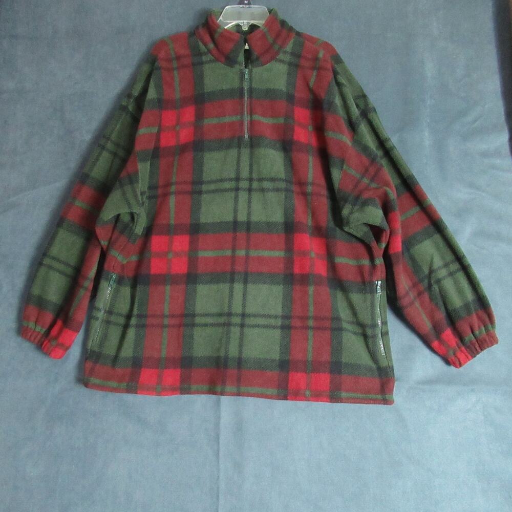 Fieldmaster Flannel Shirt Jacket Mens XL Green Red Plaid Shacket Heavyweight